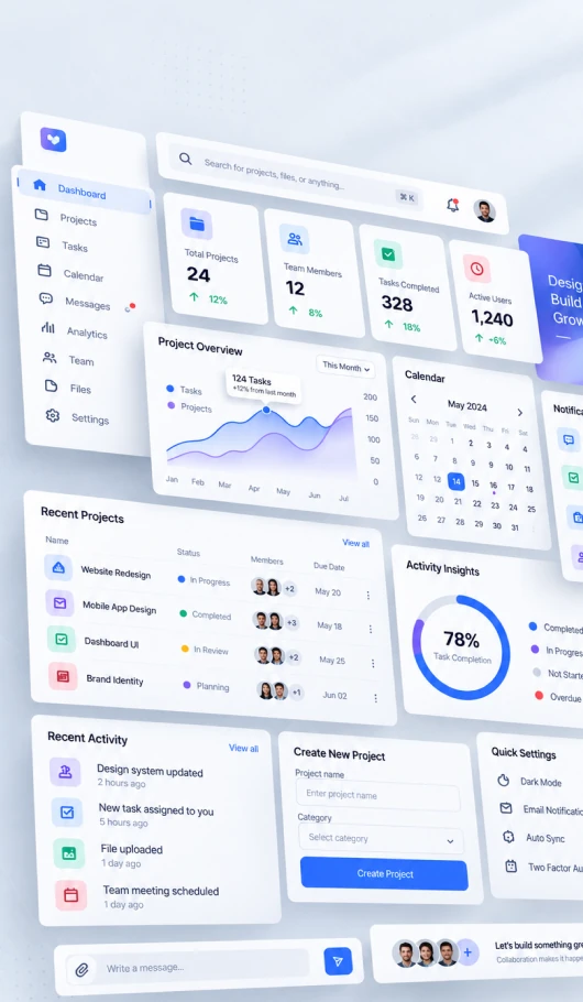 UI design visual hierarchy, color systems, typography grids, and digital interface screens mockup